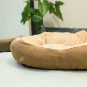 Cozy Donut-Style Pet Bed with Soft Beige Fur