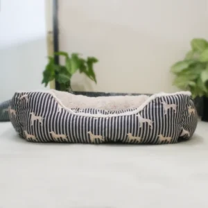 Soft Faux Fur Dog Bed with Reversible Cushion and Paw Print Design