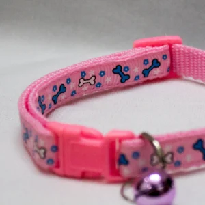 Soft Nylon Cat Collar with Bell – Pink Paw Print