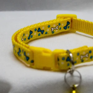Soft Nylon Cat Collar with Bell – Yellow Paw Print